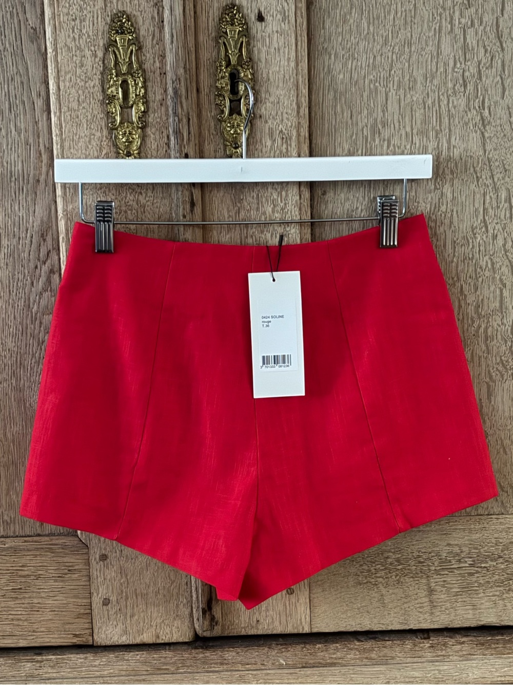MUSIER PARIS Red Linen Soline Shorts Size 36 (4 US) CURRENT Stock ON REVOLVE - Picture 7 of 9